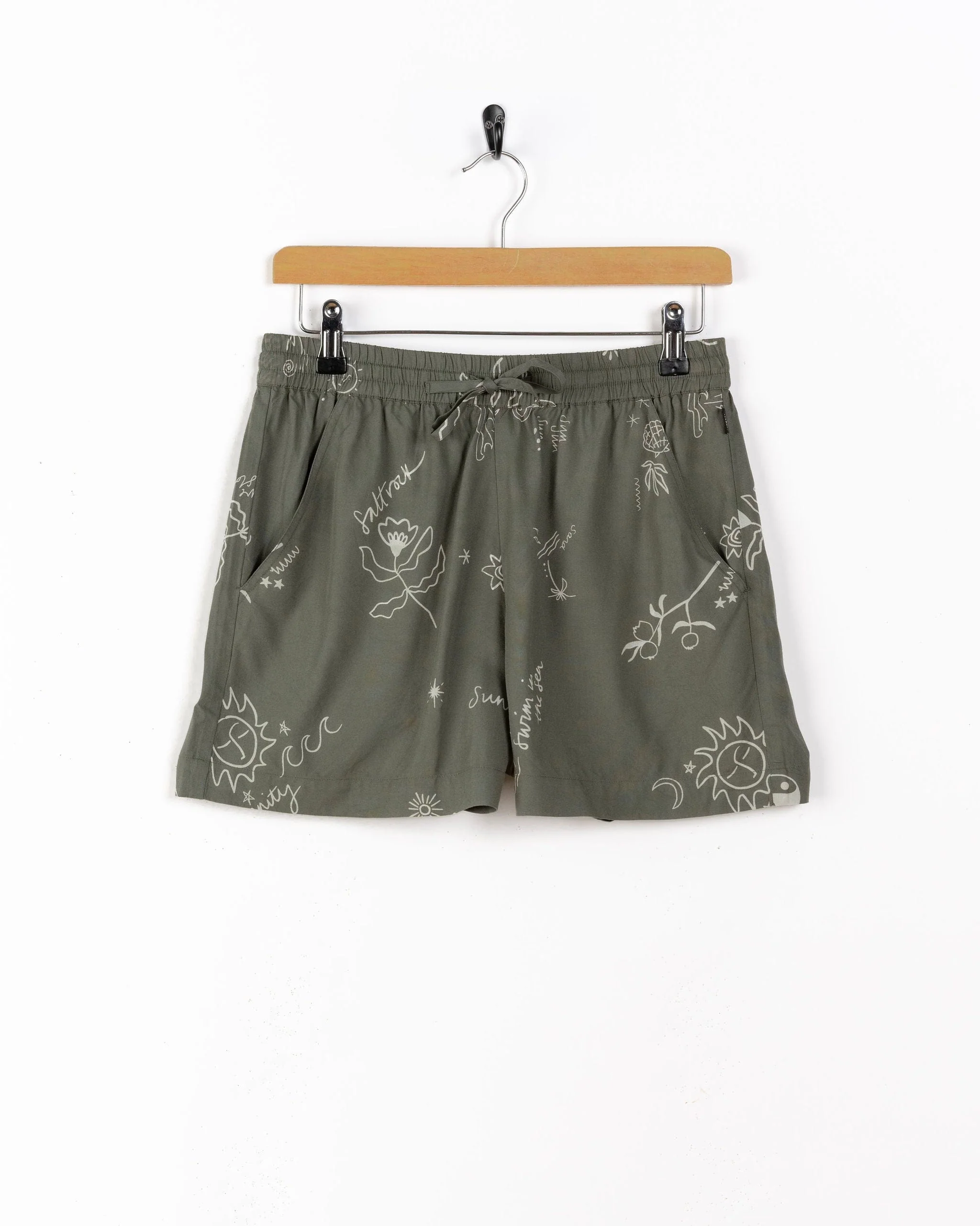 Serenity Womens Lightweight Shorts in Green - Image 3
