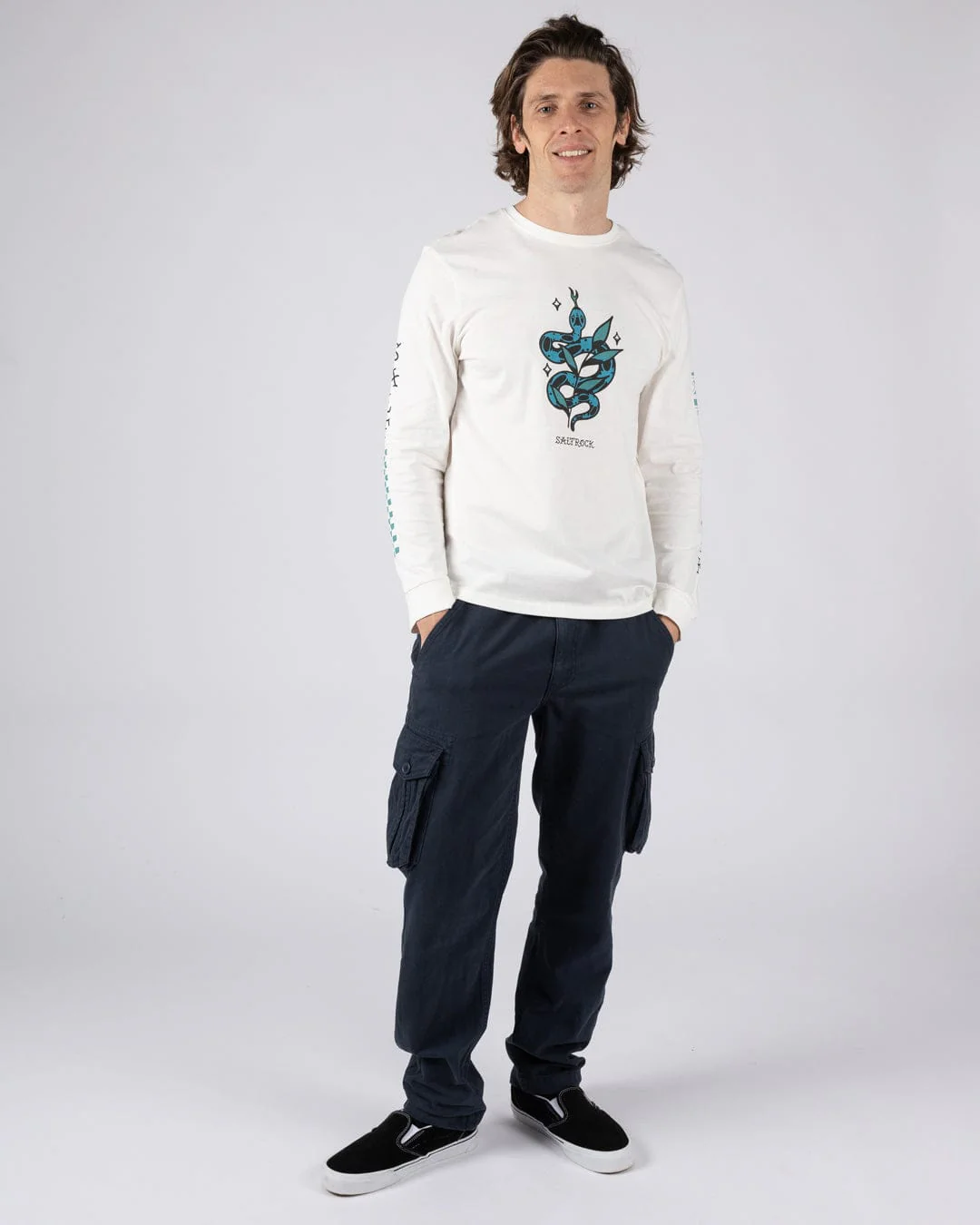 Yesterday's Youth Serpent Mens Long Sleeve T-Shirt in Cream - Image 5