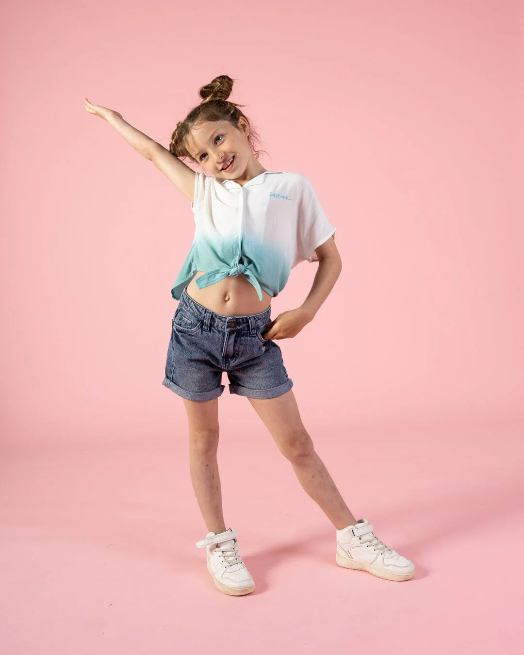 Shelby Kids Front Knot Shirt in Turquoise - Image 10