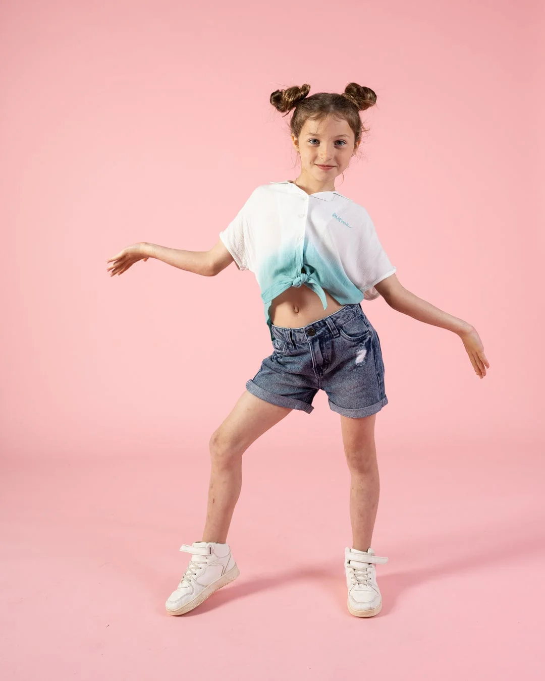 Shelby Kids Front Knot Shirt in Turquoise - Image 8
