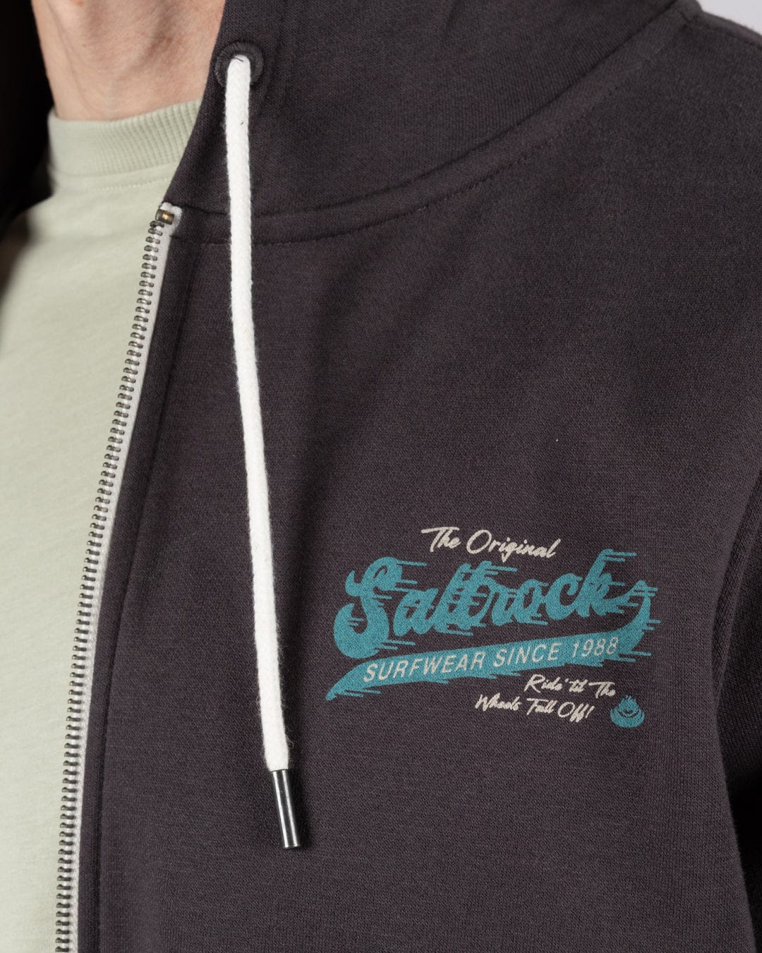Shore Ride Mens Zip Hoodie in Dark Grey - Image 4
