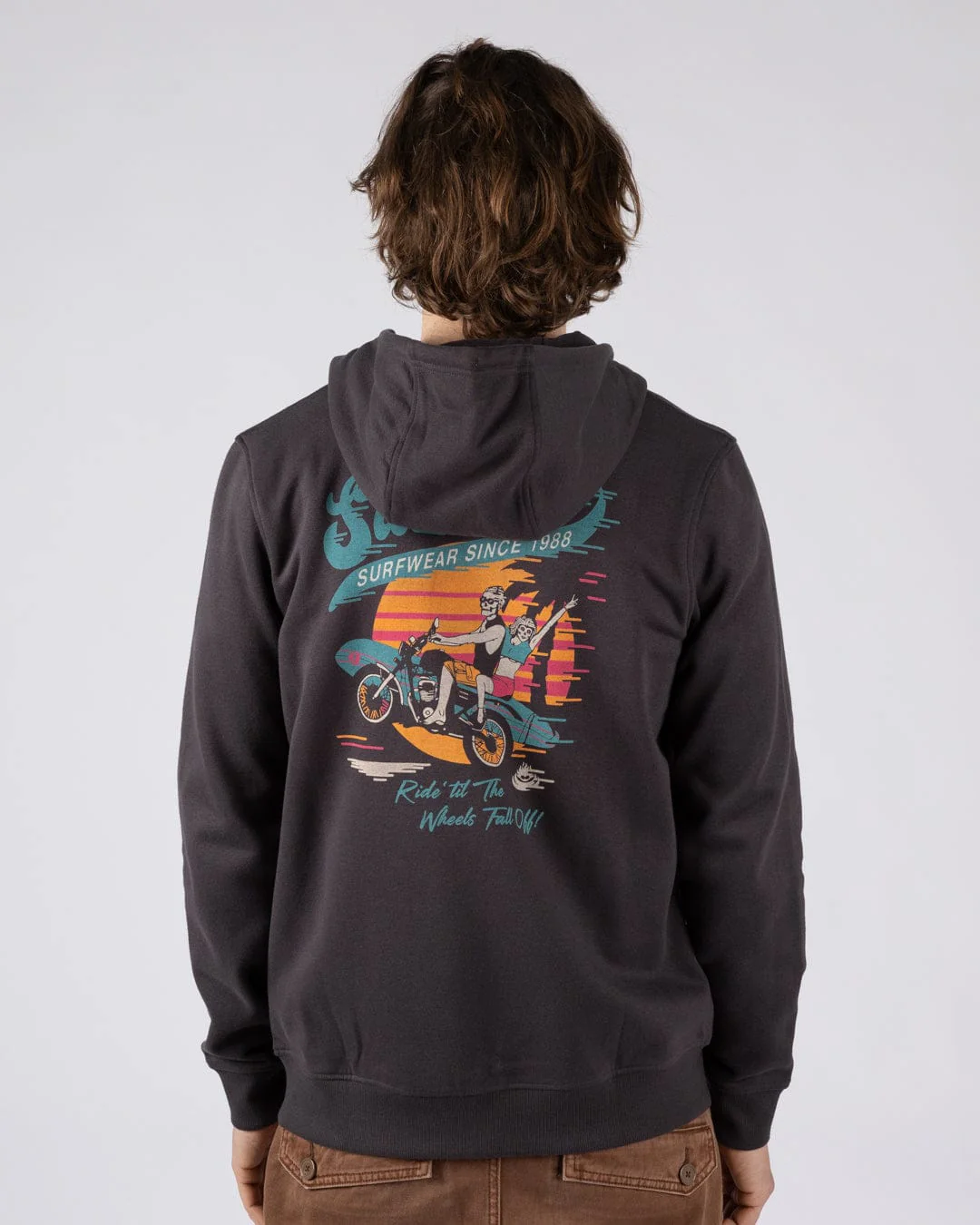 Shore Ride Mens Zip Hoodie in Dark Grey - Image 5