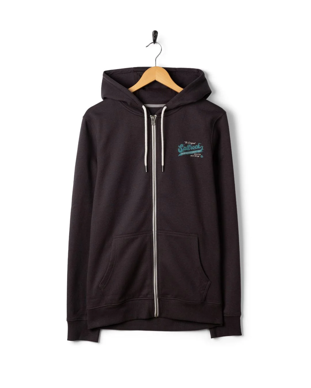 Shore Ride Mens Zip Hoodie in Dark Grey - Image 8