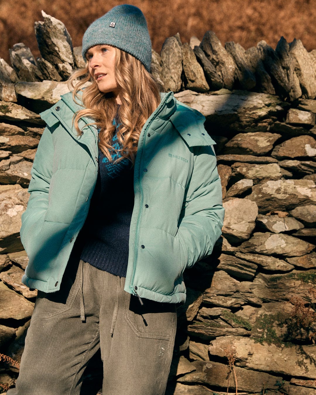 Solitude Womens Water Resistant Padded Jacket in Blue