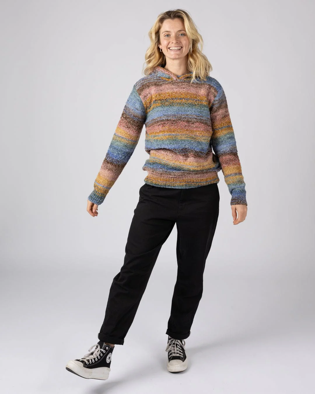 Space Dye Erin  Womens Hooded Jumper in Blue - Image 4
