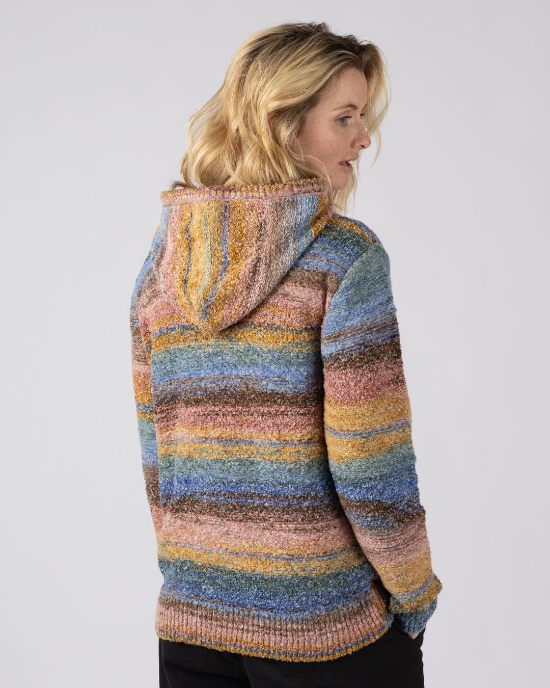 Space Dye Erin  Womens Hooded Jumper in Blue - Image 5