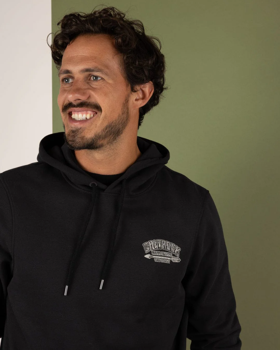Split Mens Pop Hoodie in Black - Image 3