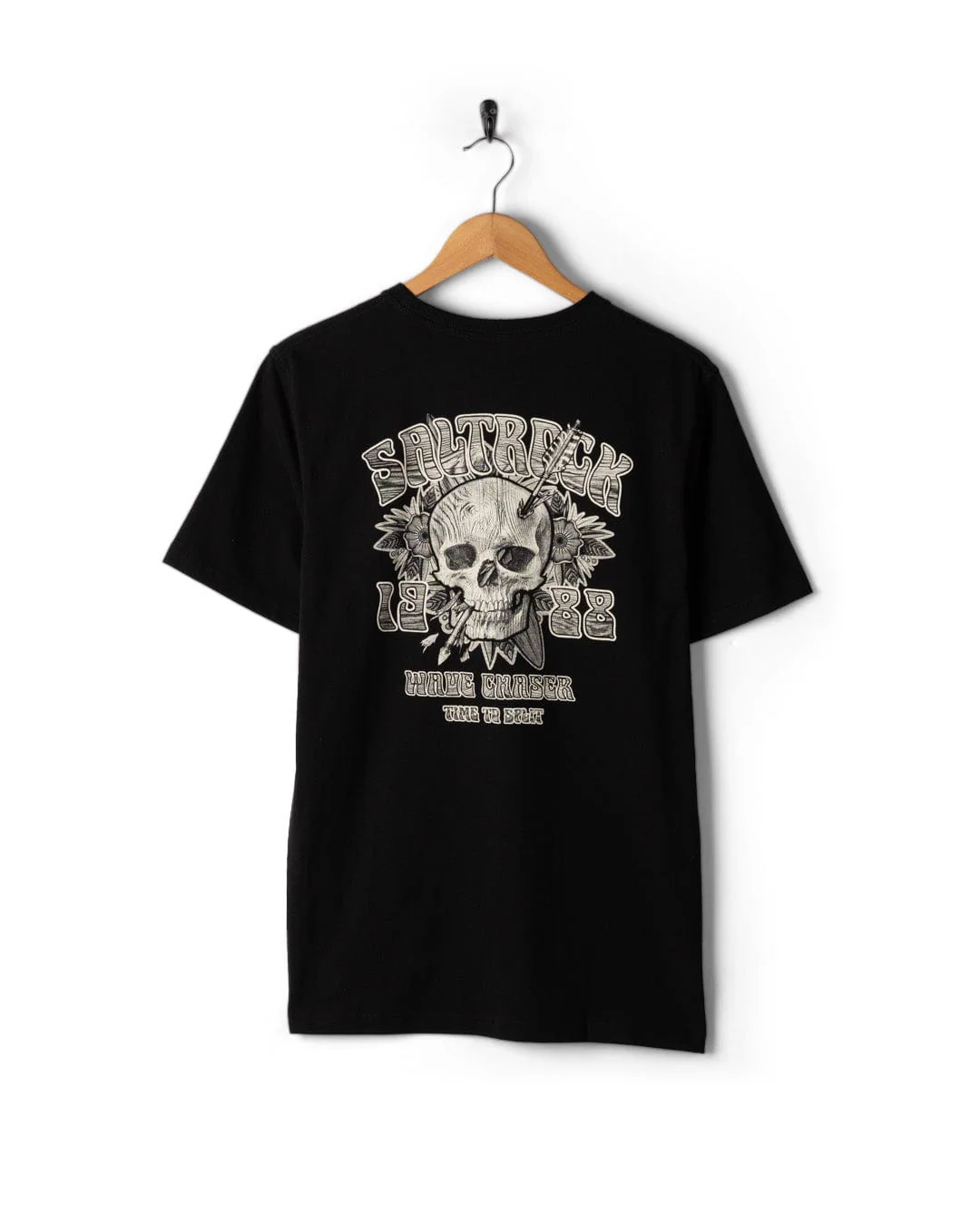 Split Mens Short Sleeve T-Shirt in Black - Image 4