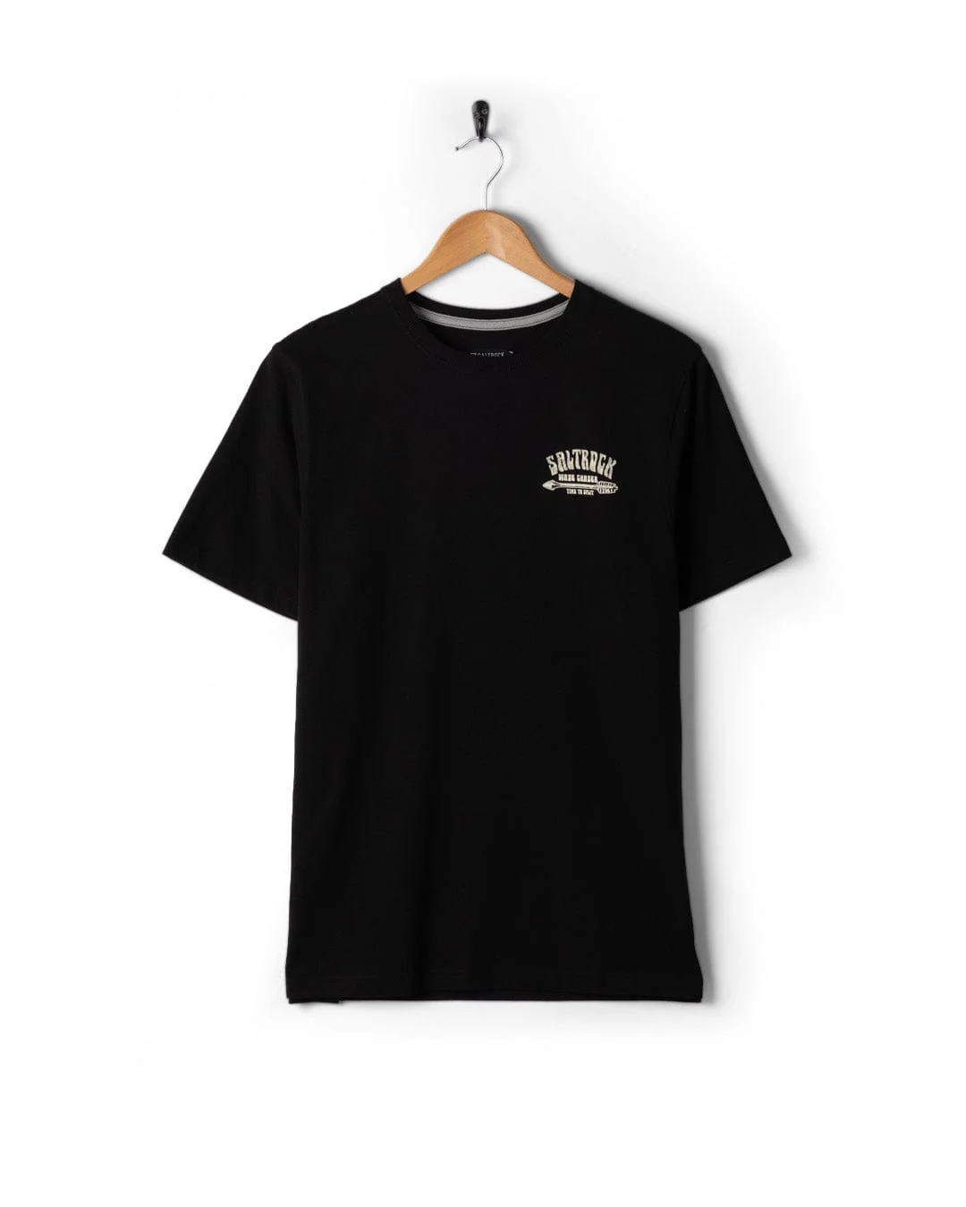 Split Mens Short Sleeve T-Shirt in Black - Image 6