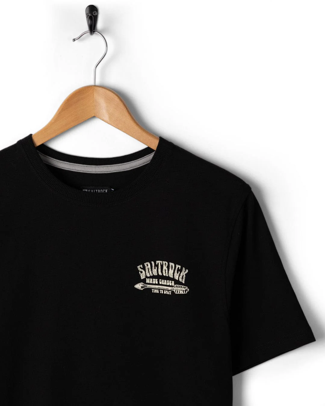 Split Mens Short Sleeve T-Shirt in Black - Image 8