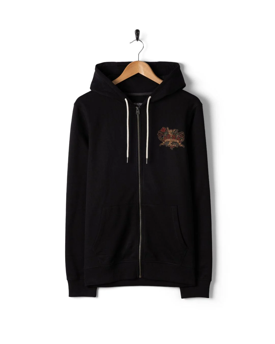 Stag Tattoo Mens Zip Hood in Black - Image 7