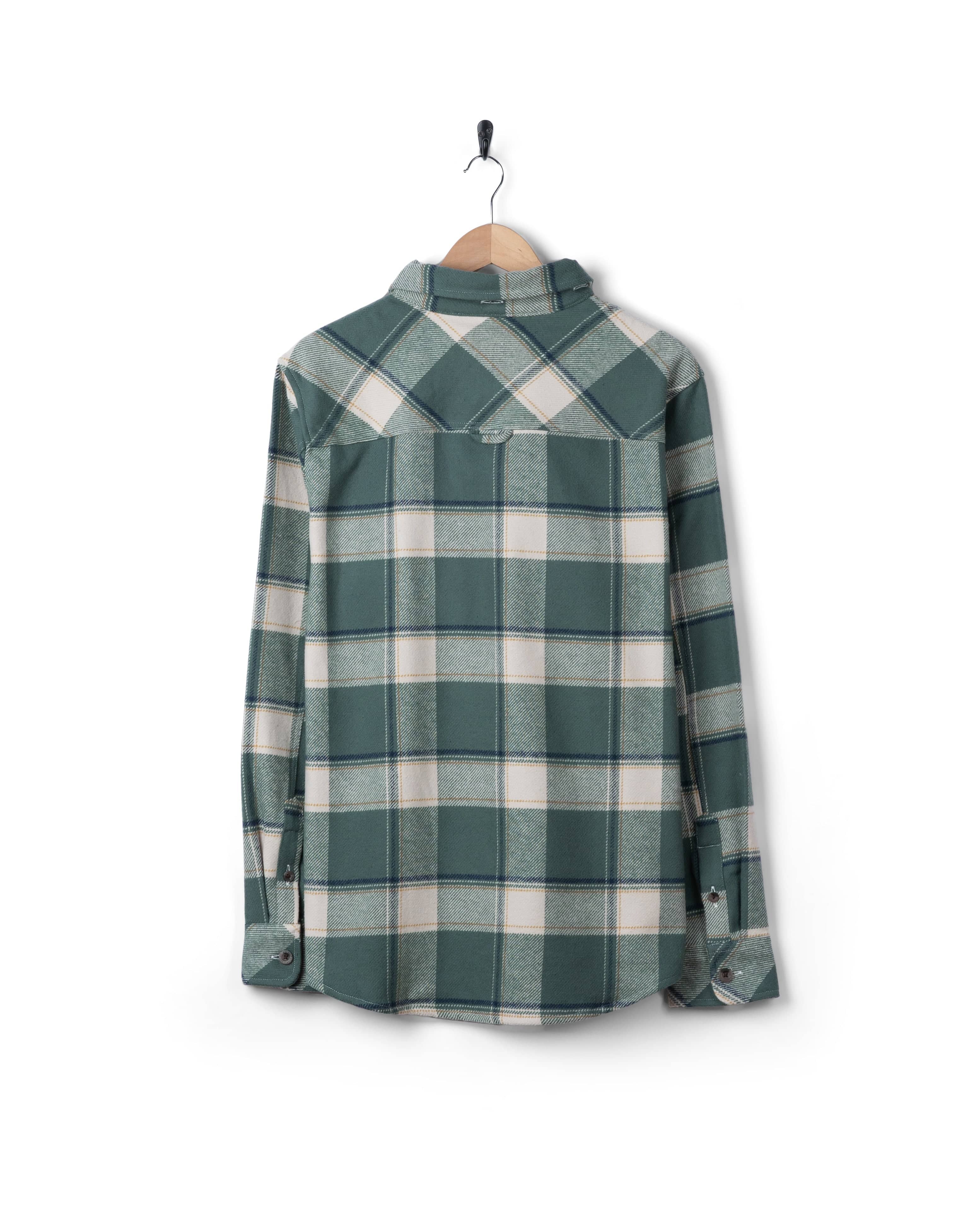 Strait Mens Hooded Flannel Shirt in Green - Image 14