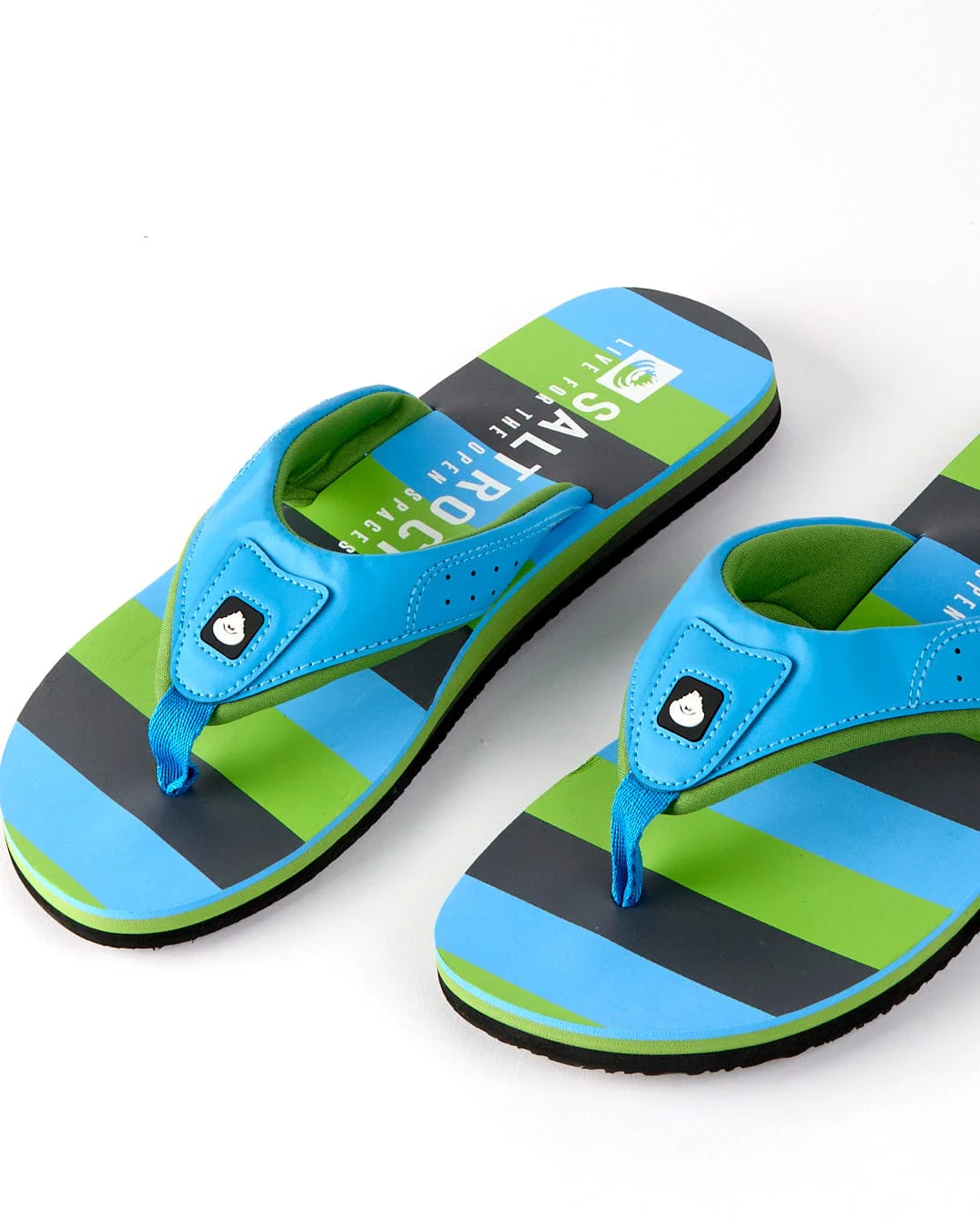 Striped Mens Flip Flops in Blue - Image 3