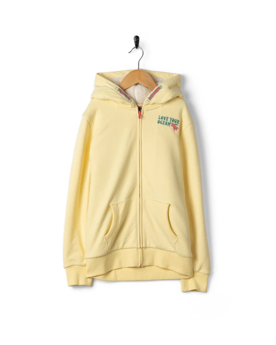 Sun Daze Kids Borg Lined Hoodie in Light Yellow - Image 5