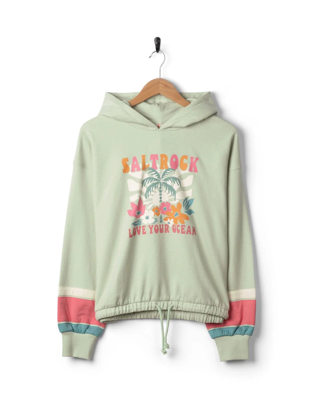 Sun Daze  Womens Pop Hoodie in Light Green - Image 9