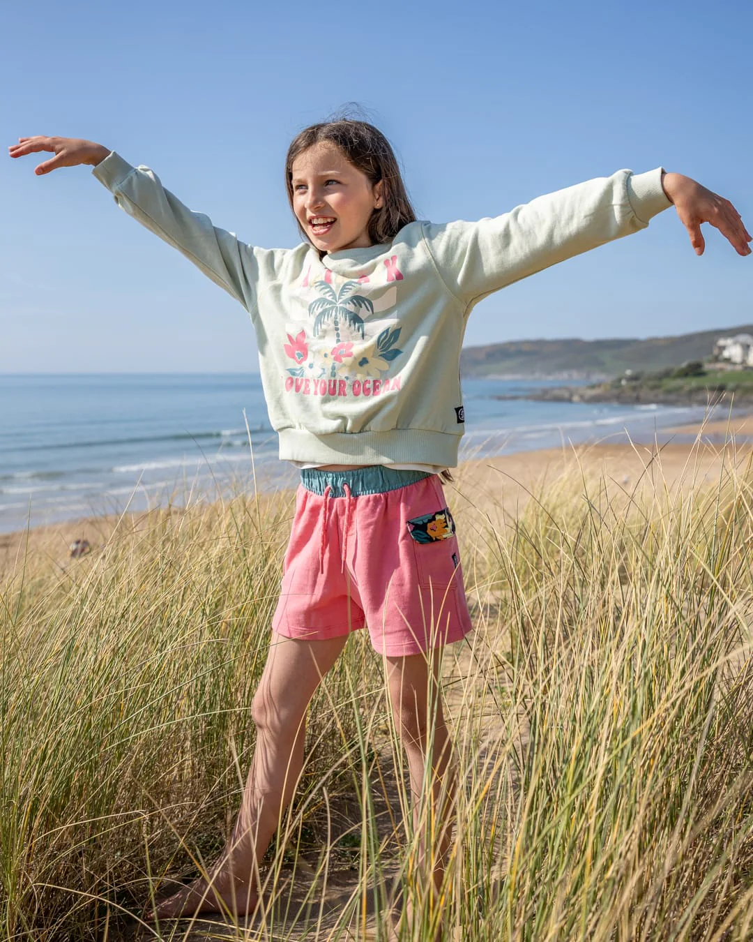 Sun Daze Kids Sweatshirt in Light Green - Image 3