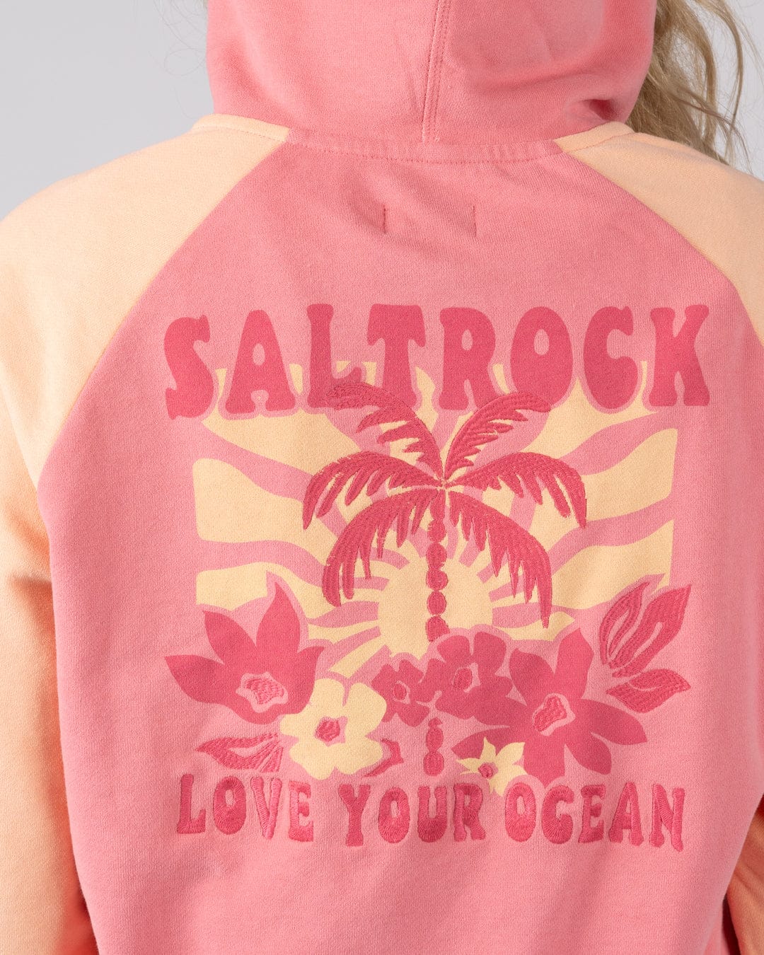 Sun Daze  Womens Zip Through Hoodie in Bright Pink - Image 2