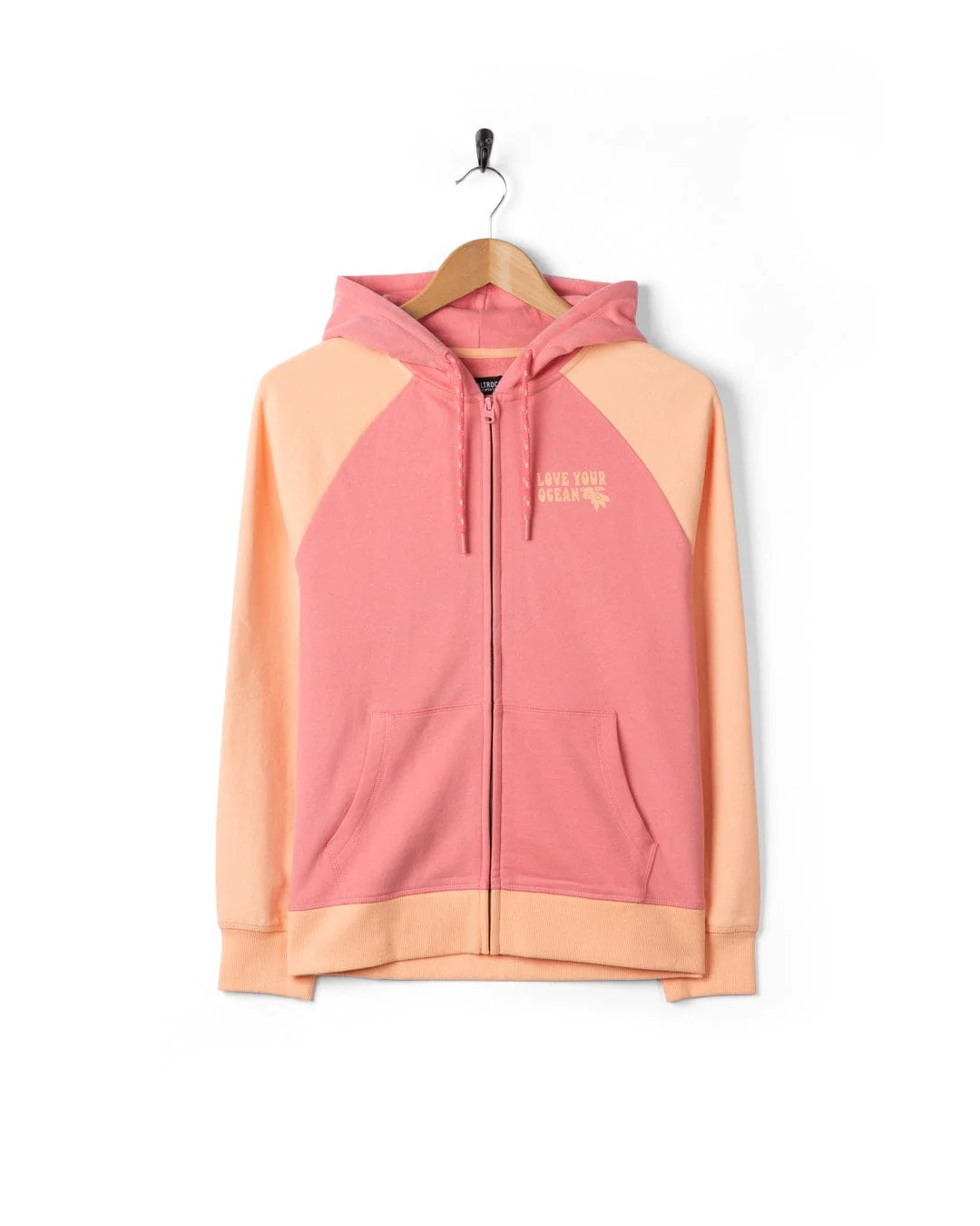 Sun Daze  Womens Zip Through Hoodie in Bright Pink - Image 9
