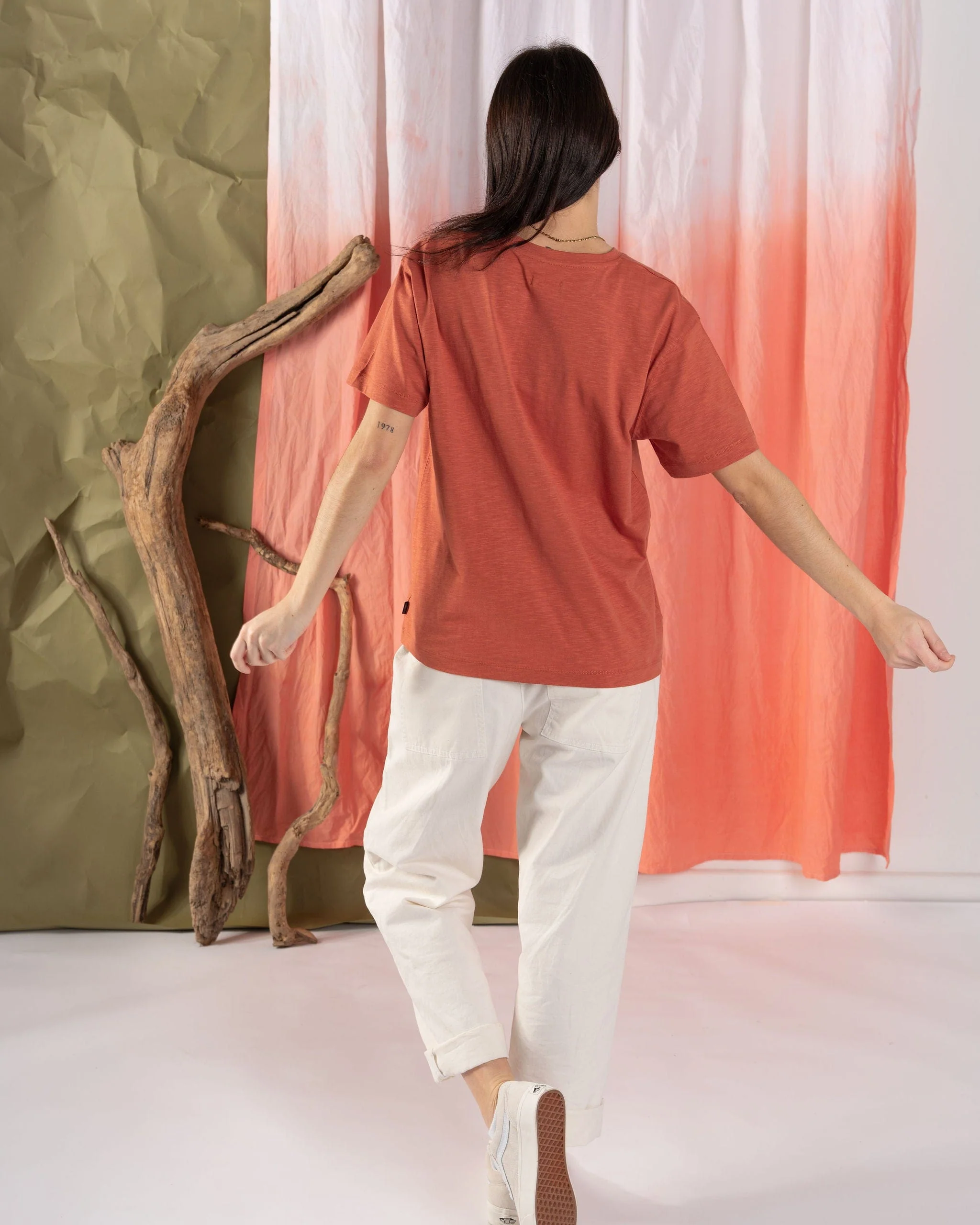 Sun Follower Womens Oversized Short Sleeve T-Shirt in Orange - Image 5