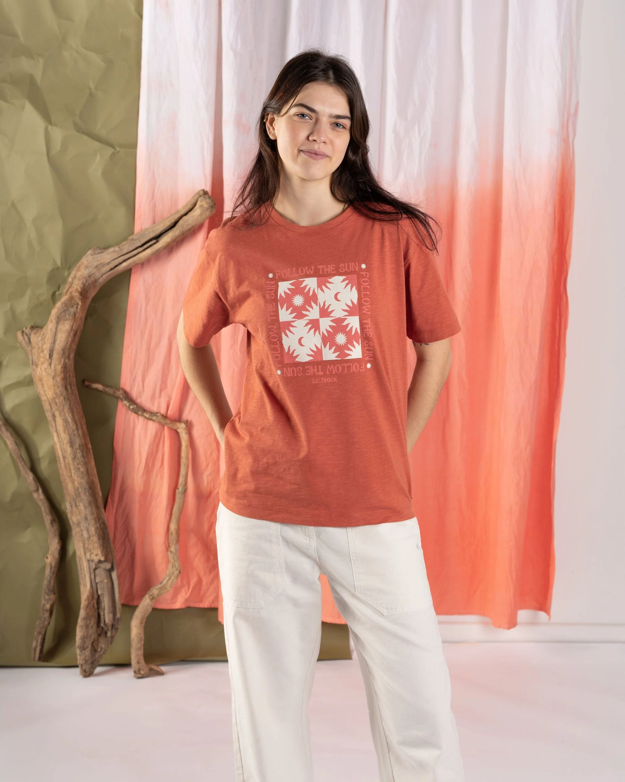 Sun Follower Womens Oversized Short Sleeve T-Shirt in Orange - Image 7