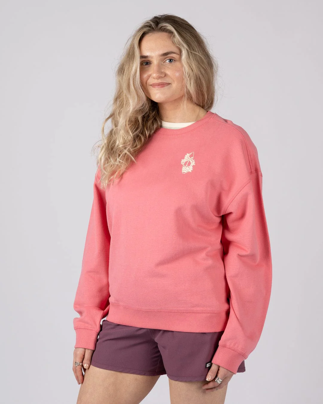 Sun Surfer Womens Oversized Sweatshirt in Pink - Image 2