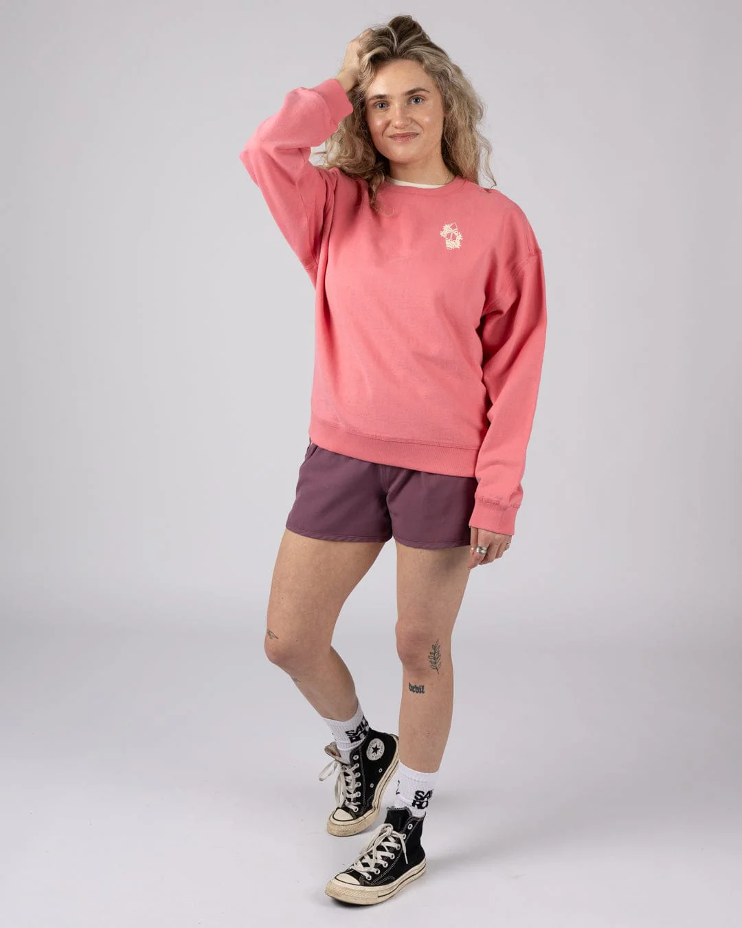Sun Surfer Womens Oversized Sweatshirt in Pink - Image 3