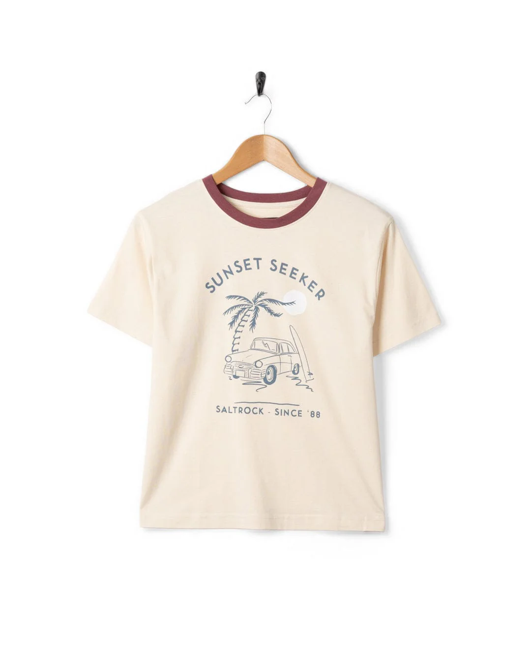 Sunset Seeker Womens Boxy Short Sleeve T-Shirt in Cream - Image 8