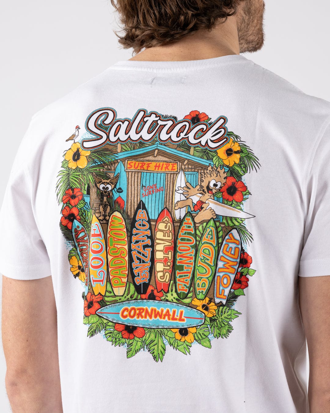 Surf Shack Cornwall Mens T-Shirt in White - Image 3