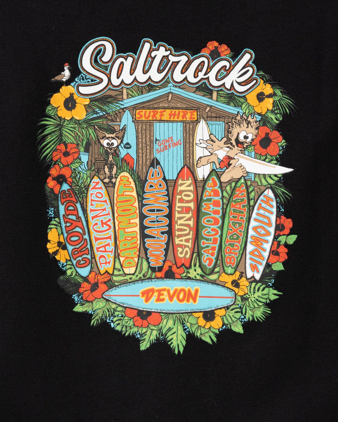 Kid's Surf Shack Devon Pop Hoodie in Black - Image 2