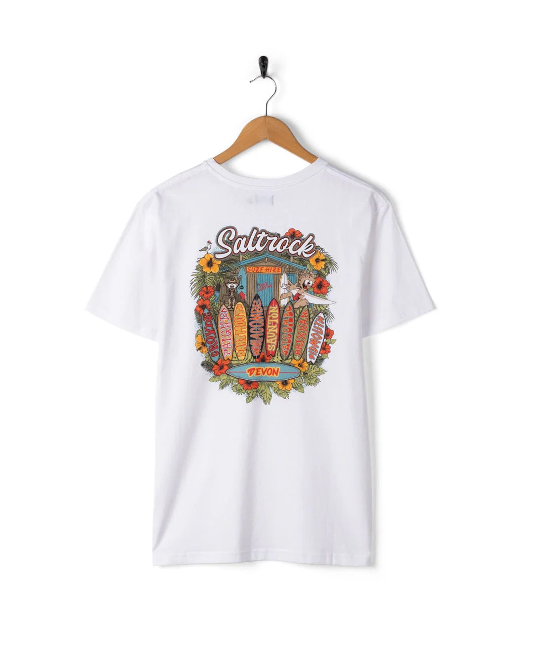 Surf Shack Devon Mens T-Shirt in White - Image 6