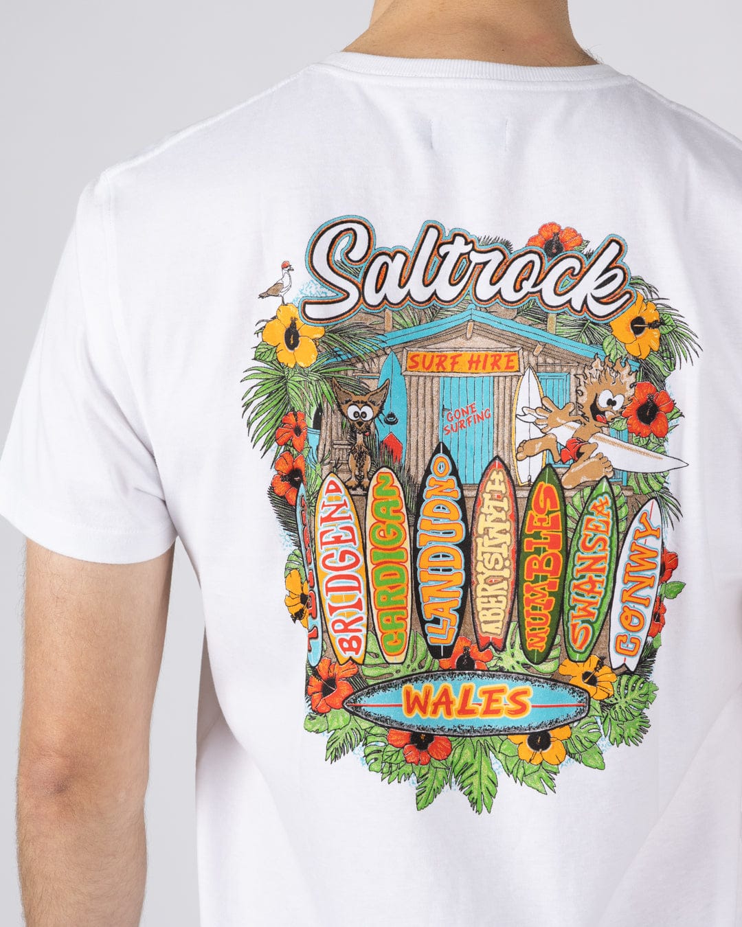 Surf Shack Wales Mens T-Shirt in White - Image 3