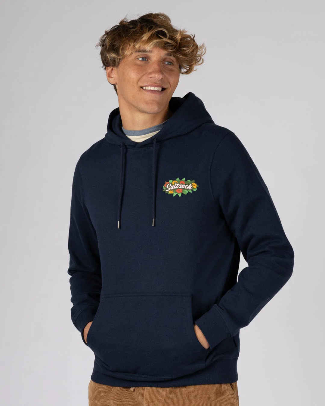 Surf Shack Cornwall Mens Pop Hoodie in Blue - Image 2