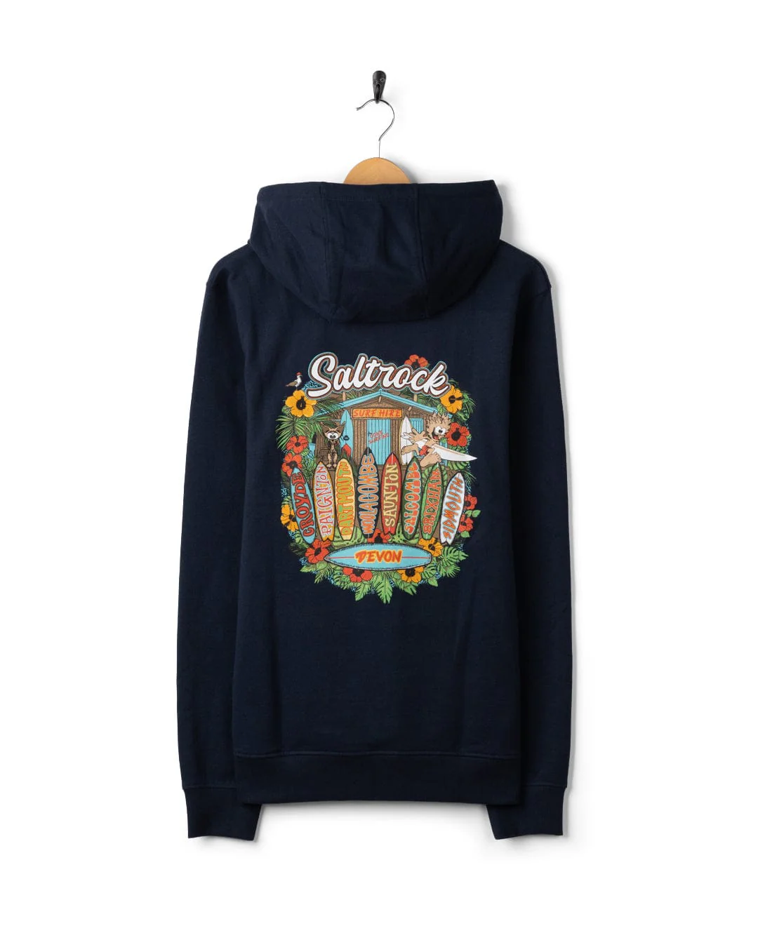 Surfshack Devon Mens Pop Hoodie in Blue - Image 5