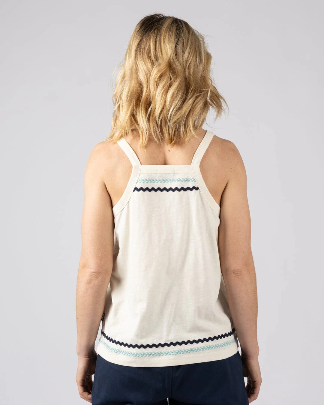 Talwyn Womens Slub Vest in Cream - Image 11