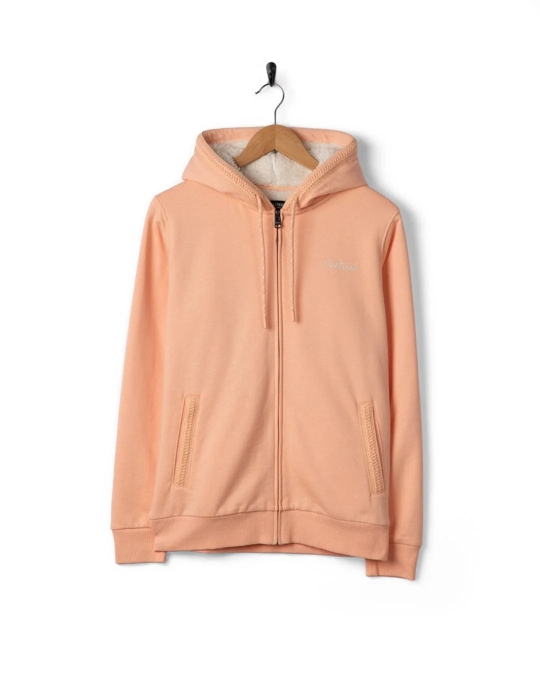 Tamsin Womens Borg Lined Hoodie in Light Pink - Image 3