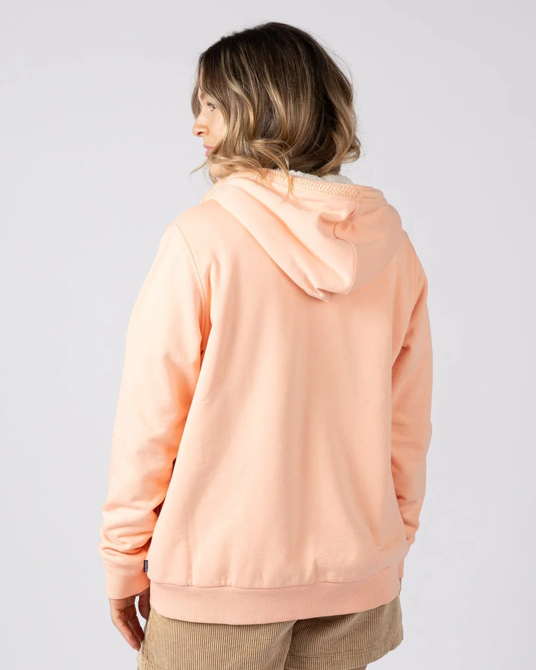 Tamsin Womens Borg Lined Hoodie in Light Pink - Image 4