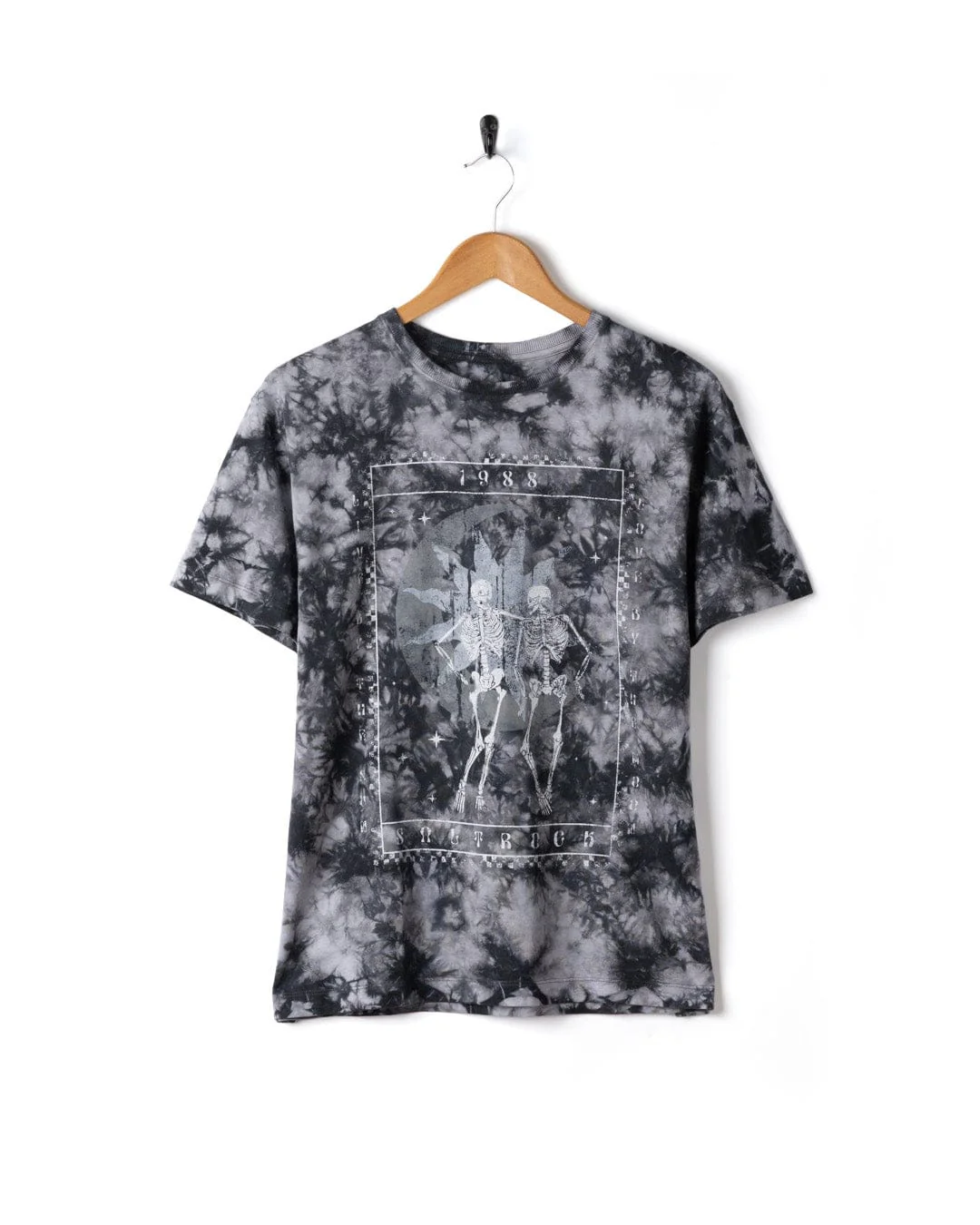 Tarot Moon Womens Oversized Tie Dye T-Shirt in Black - Image 2
