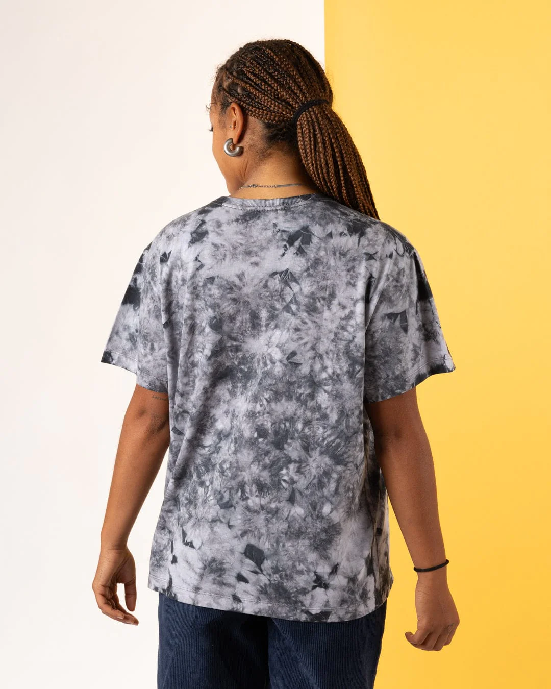 Tarot Moon Womens Oversized Tie Dye T-Shirt in Black - Image 3