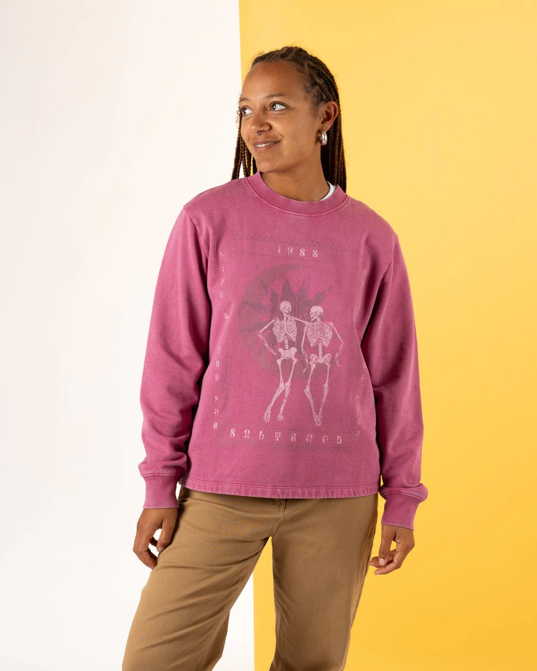 Tarot Moon Womens Sweat Shirt in Dark Pink - Image 3