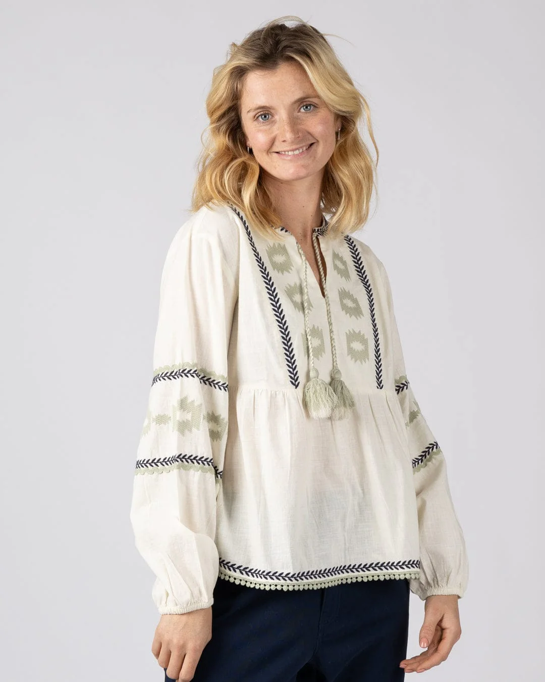 Tia Womens Blouse in White - Image 12