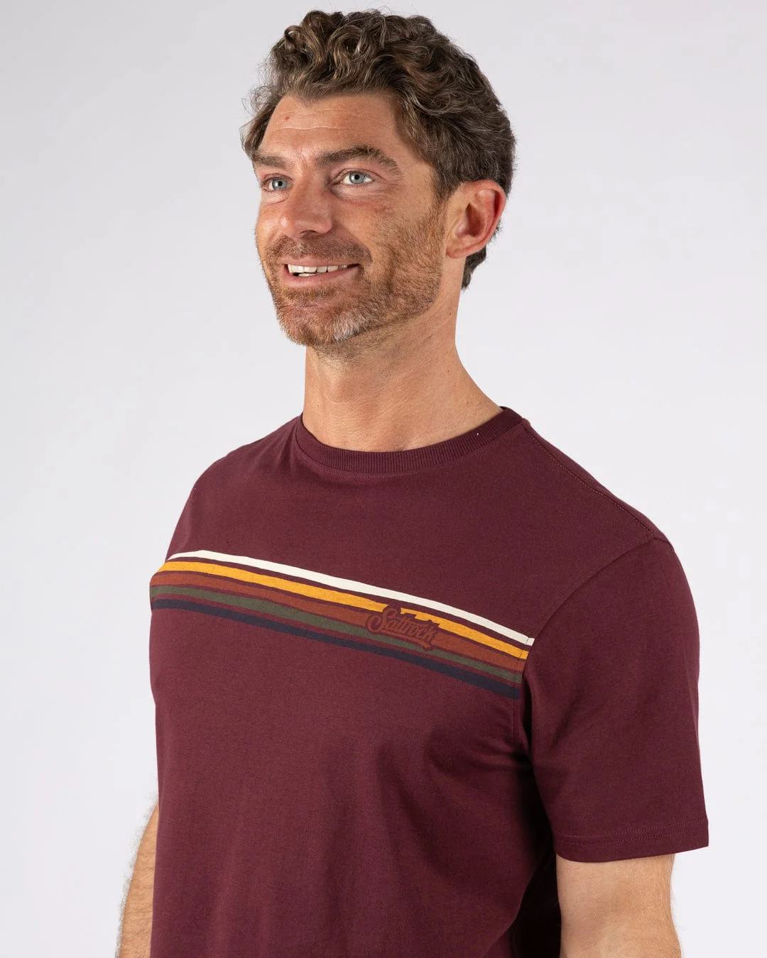 Torn Stripe Mens T-Shirt in Dark Purple - Image 2