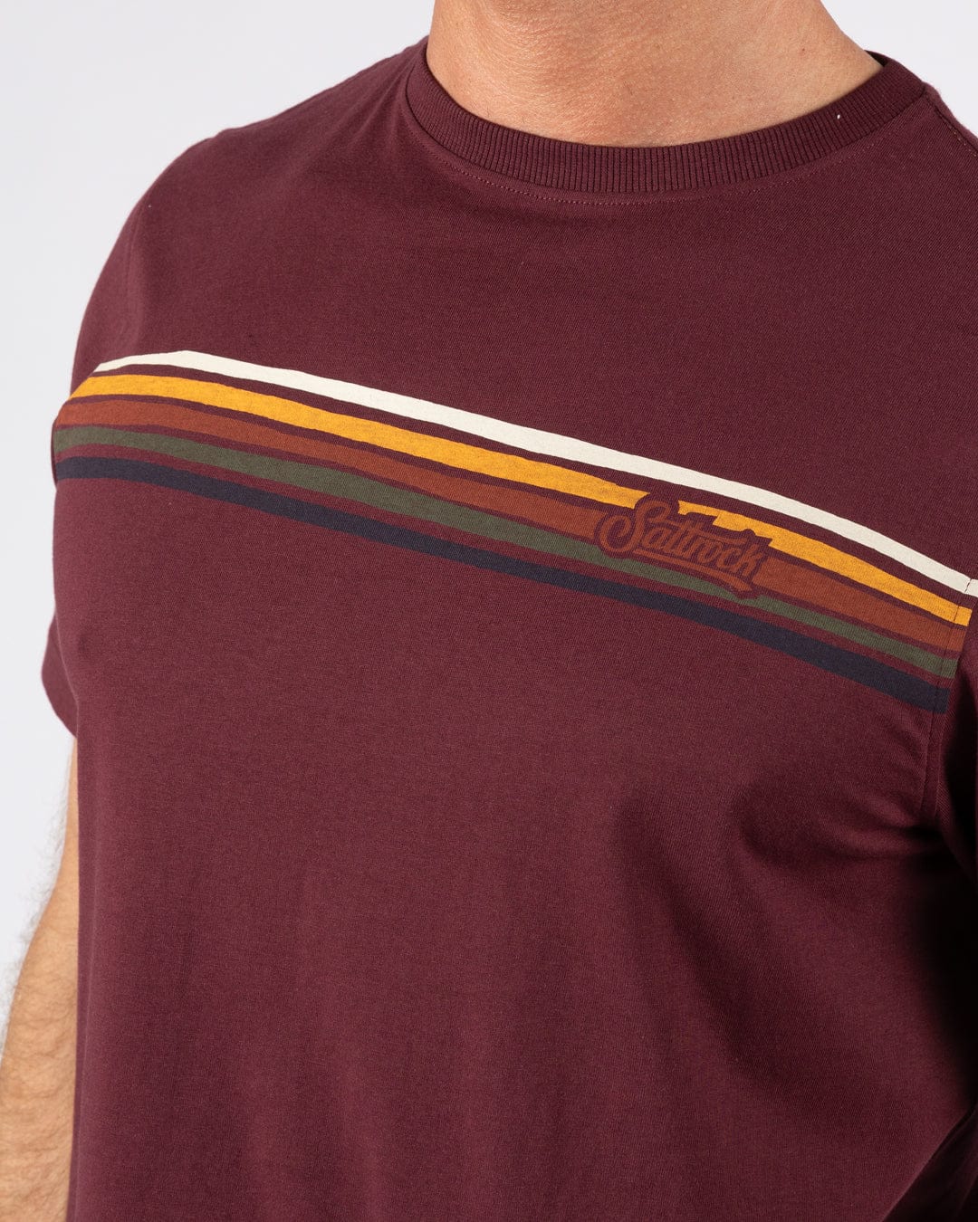 Torn Stripe Mens T-Shirt in Dark Purple - Image 3