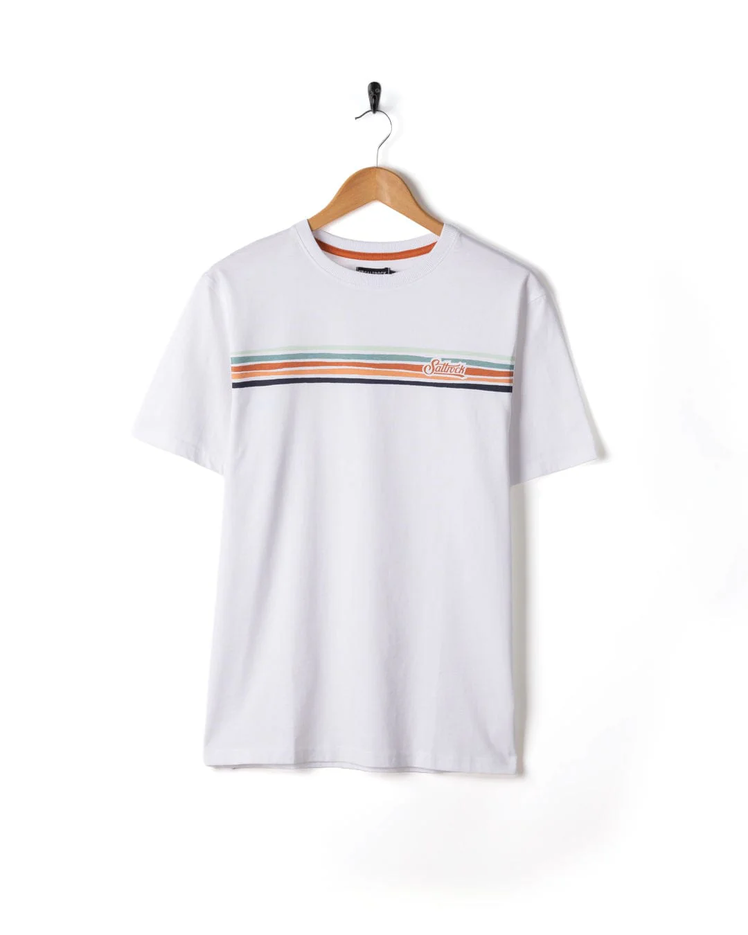 Torn Stripe Mens Short Sleeve T-Shirt in White - Image 3
