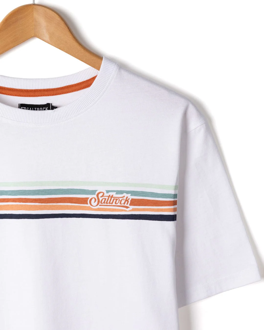 Torn Stripe Mens Short Sleeve T-Shirt in White - Image 5