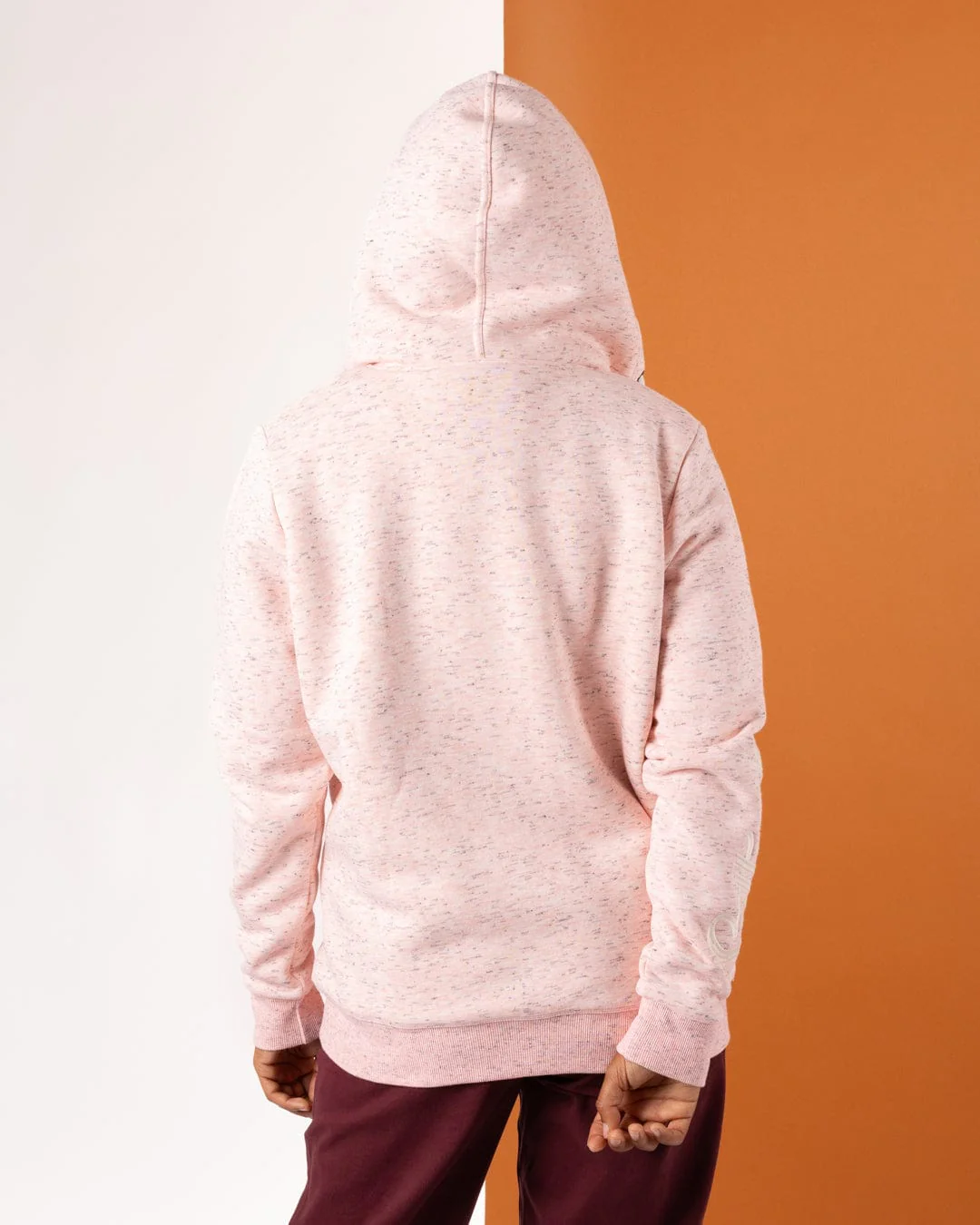 Trader Sleeve Womens Borg Lined Hoodie in Light Pink - Image 7