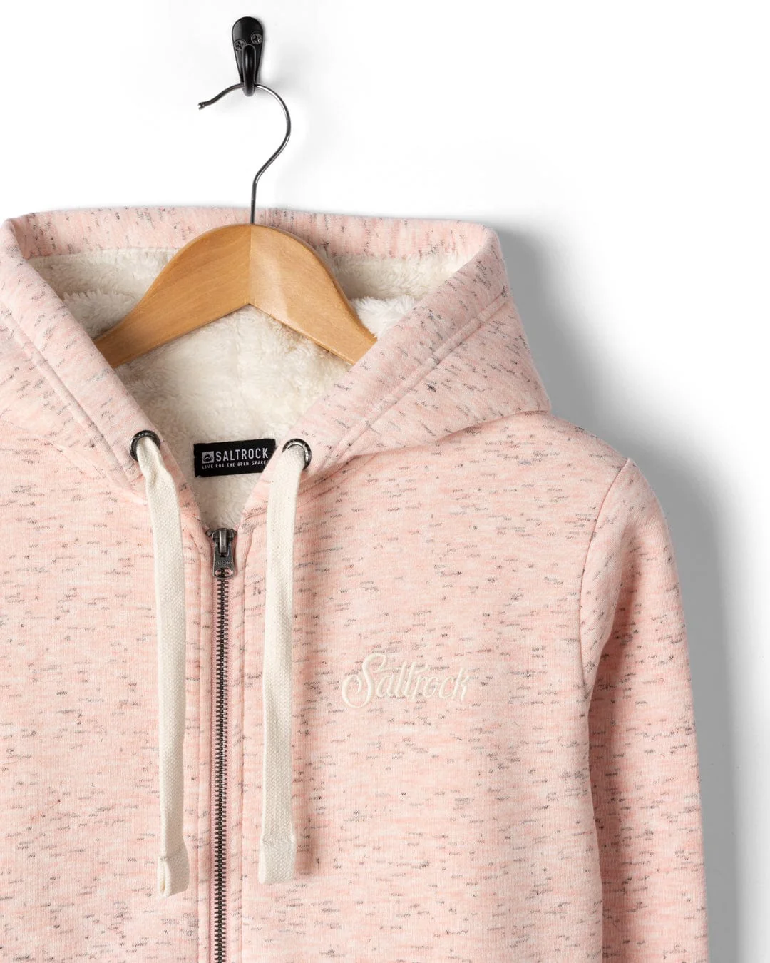 Trader Sleeve Womens Borg Lined Hoodie in Light Pink - Image 8