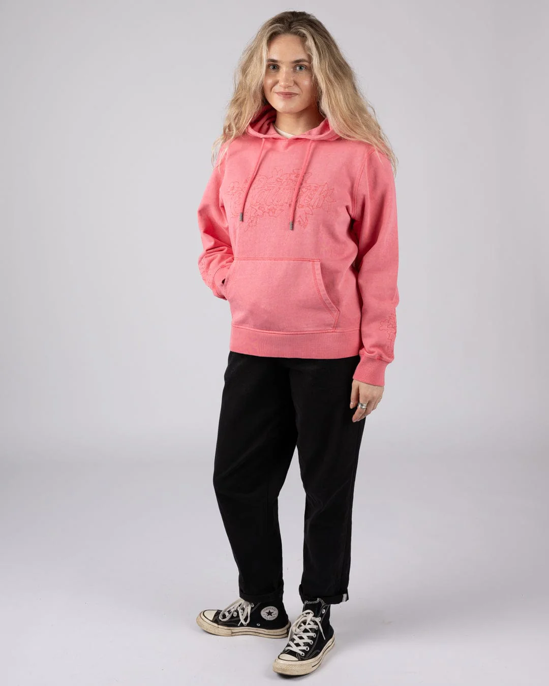 Trader Tonal Womens Pop Hoodie in Bright Pink - Image 3