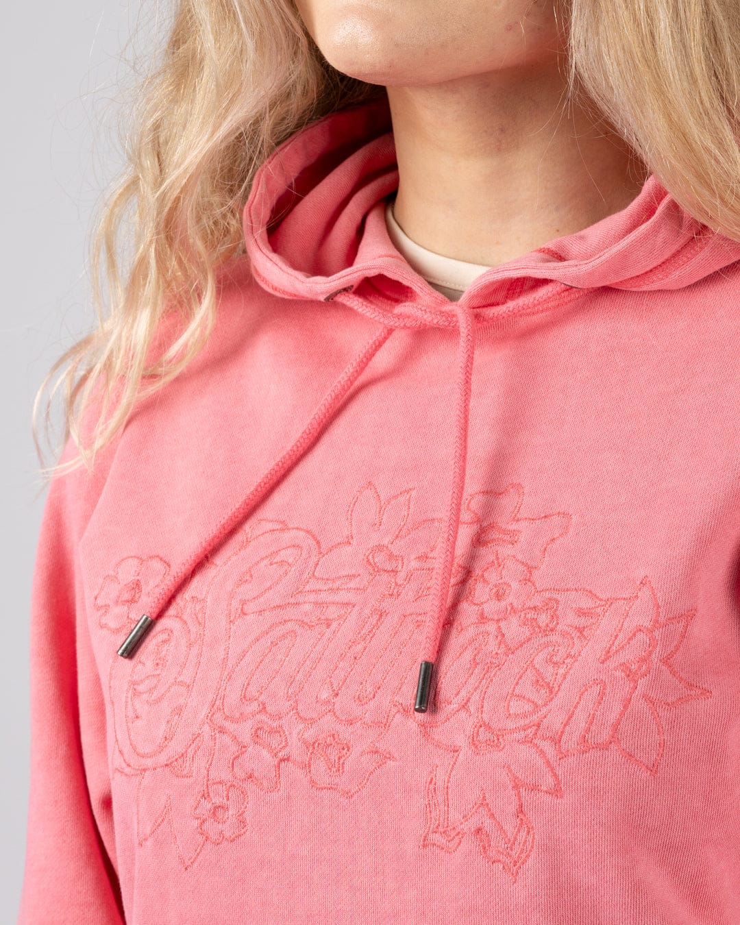 Trader Tonal Womens Pop Hoodie in Bright Pink - Image 6