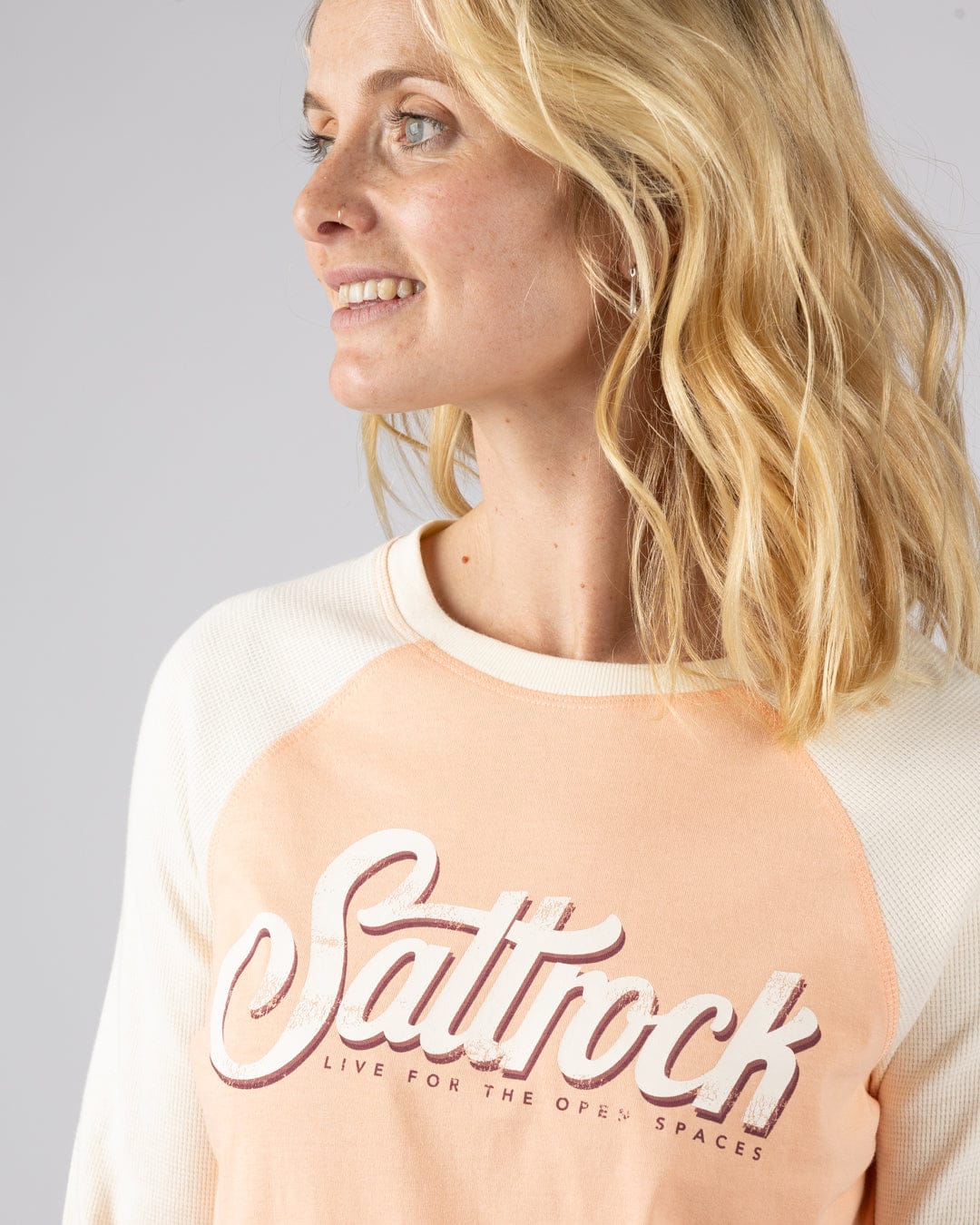 Trader Triple Womens Long Sleeve Raglan T-Shirt in Pink - Image 2