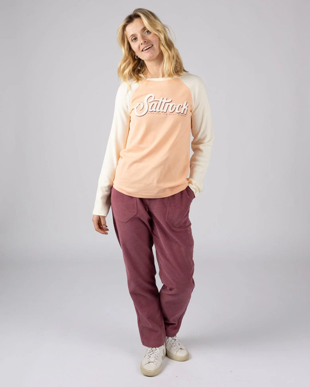 Trader Triple Womens Long Sleeve Raglan T-Shirt in Pink - Image 4